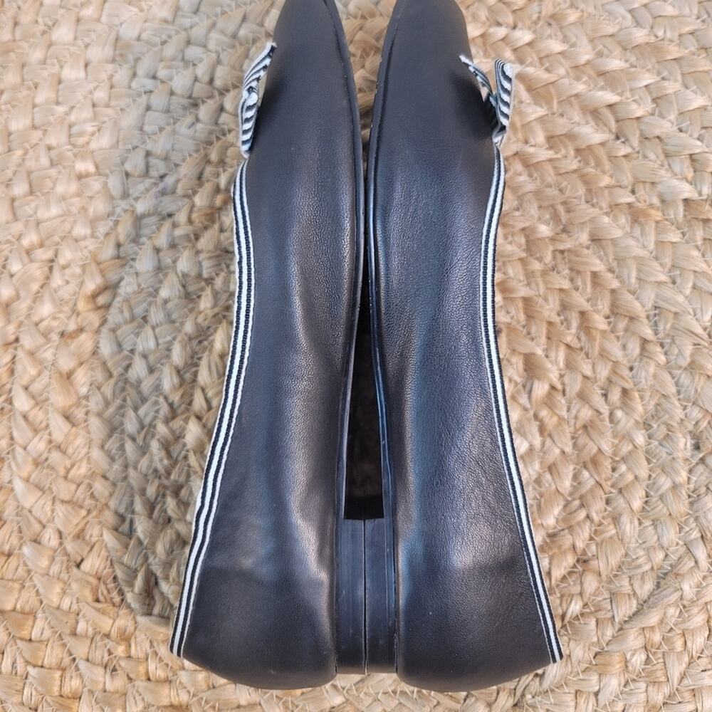 MIZ MOOZ by Gazith Navy Blue Vegan Leather Striped Bow Ballet Flats Round Toe 9 - Picture 7 of 12